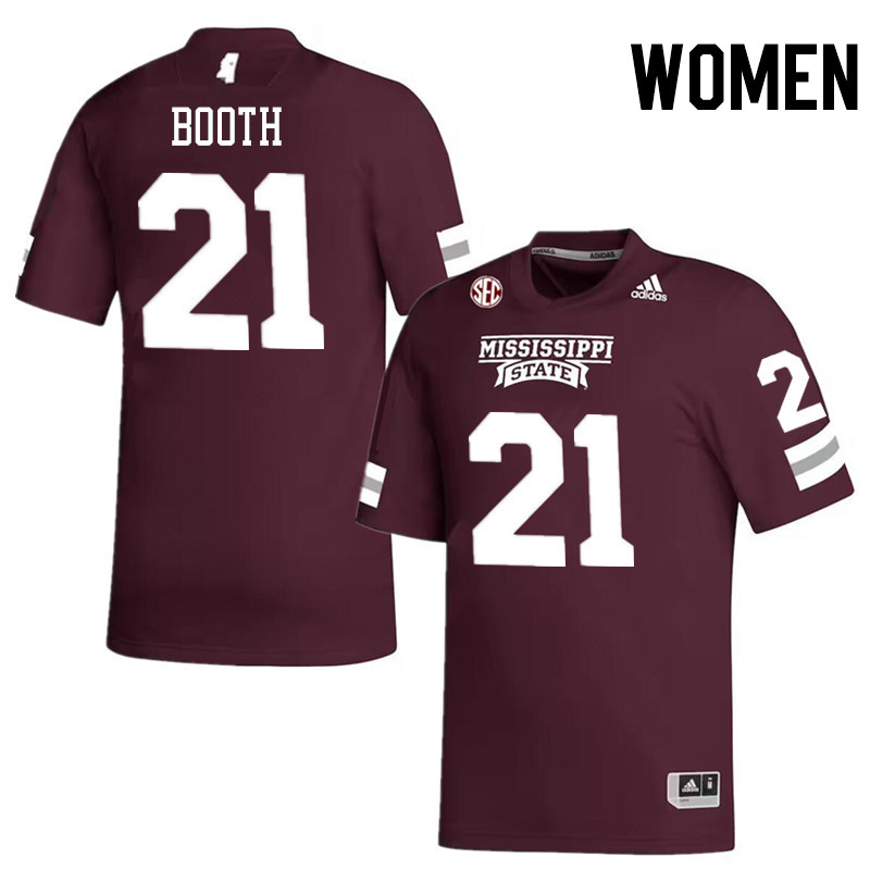 Women #21 Davon Booth Mississippi State Bulldogs College Football Jerseys Stitched-Maroon